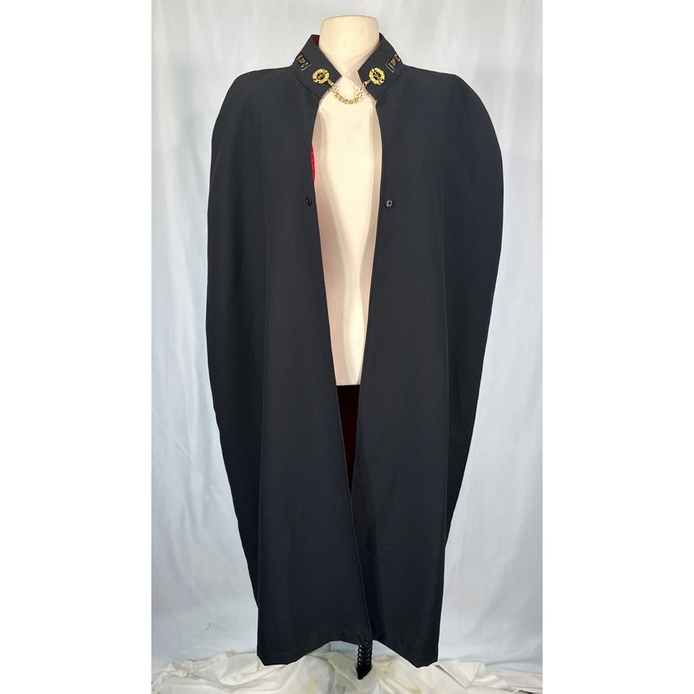 Vintage Lynch & Kelly Knights of Columbus Regalia Cape Black Red Satin Lining